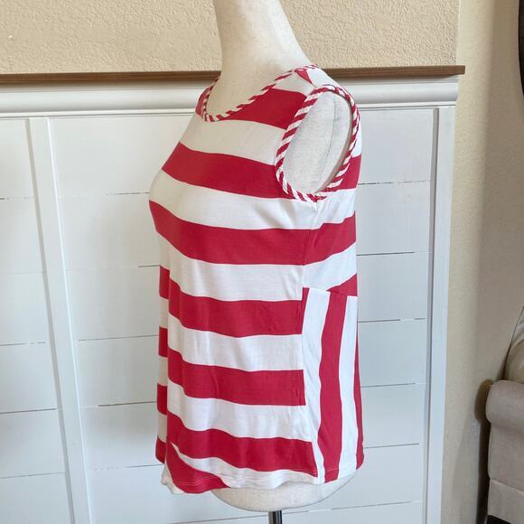 CAbi Carousel Striped Sleeveless Blouse Asymmetrical hem sz XS - Picture 3 of 10